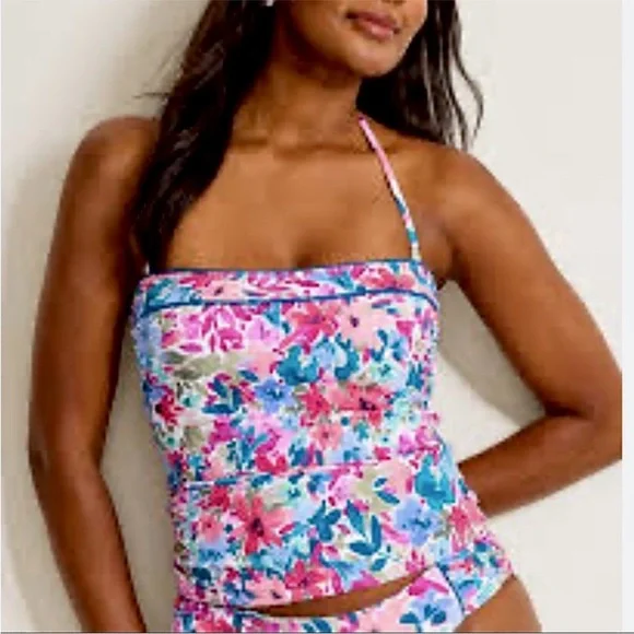 Tommy Bahama Watercolor Floral Bandeau Tankini Top - Picture 2 of 10